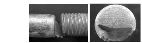 六角頭螺栓疲勞斷裂斷口形貌， 彩鋅螺栓疲勞斷裂斷口形貌